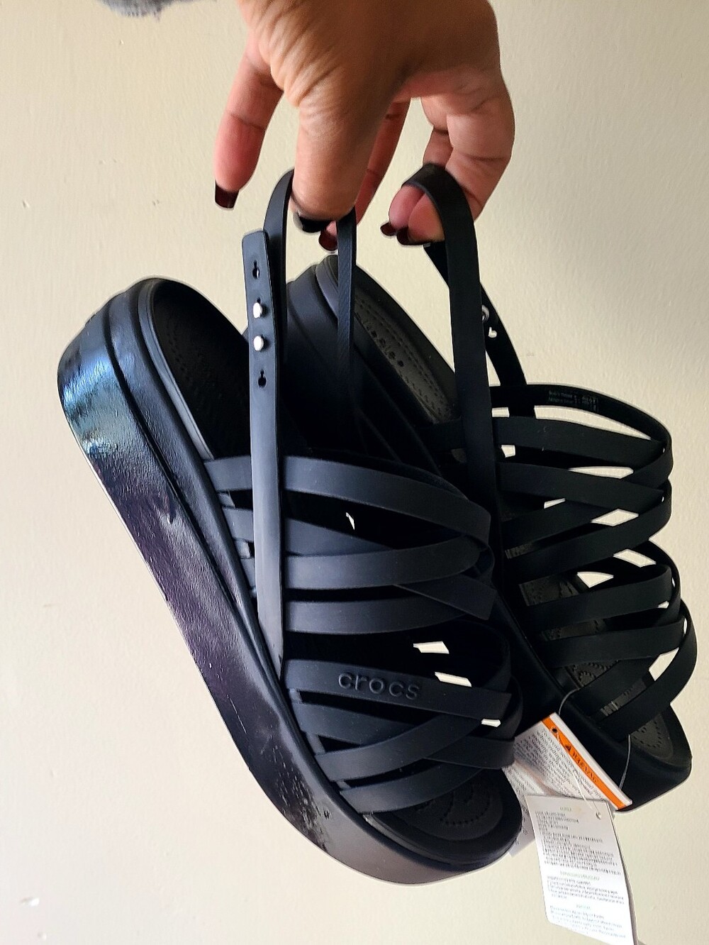 Crocs Brooklyn Strappy Platform Wedge Sandals Black Women’s 11 NWT